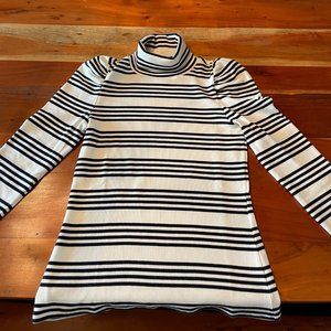 Veronica Beard Jeans Cedar Striped Puff Sleeved Turtleneck SMALL